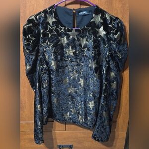 Ontwelfth Black & Gold Puff Sleeve Graphic Blouse